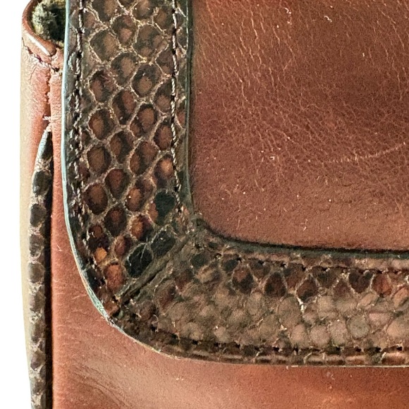 Vintage Tory Burch Leather Clutch python trim with Gold Accents - Picture 3 of 13